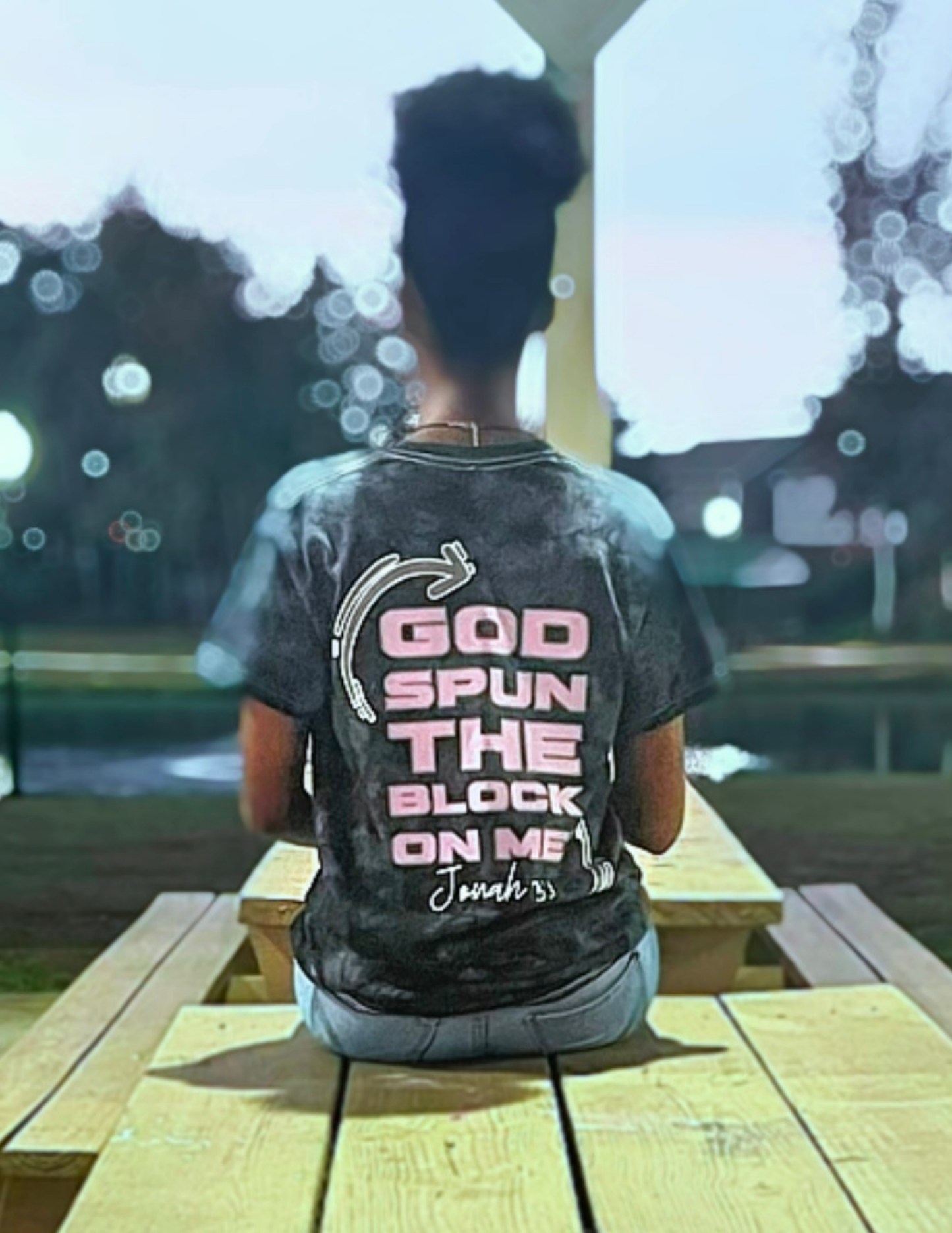 "God Spun The Block" Unisex Tee- Black|Pink