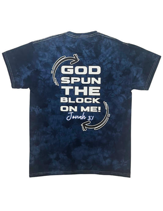 "God Spun The Block" Unisex Tee- Navy|White