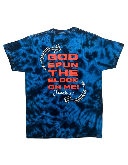 "God Spun The Block" Unisex Tee- RoyalBlue|Red