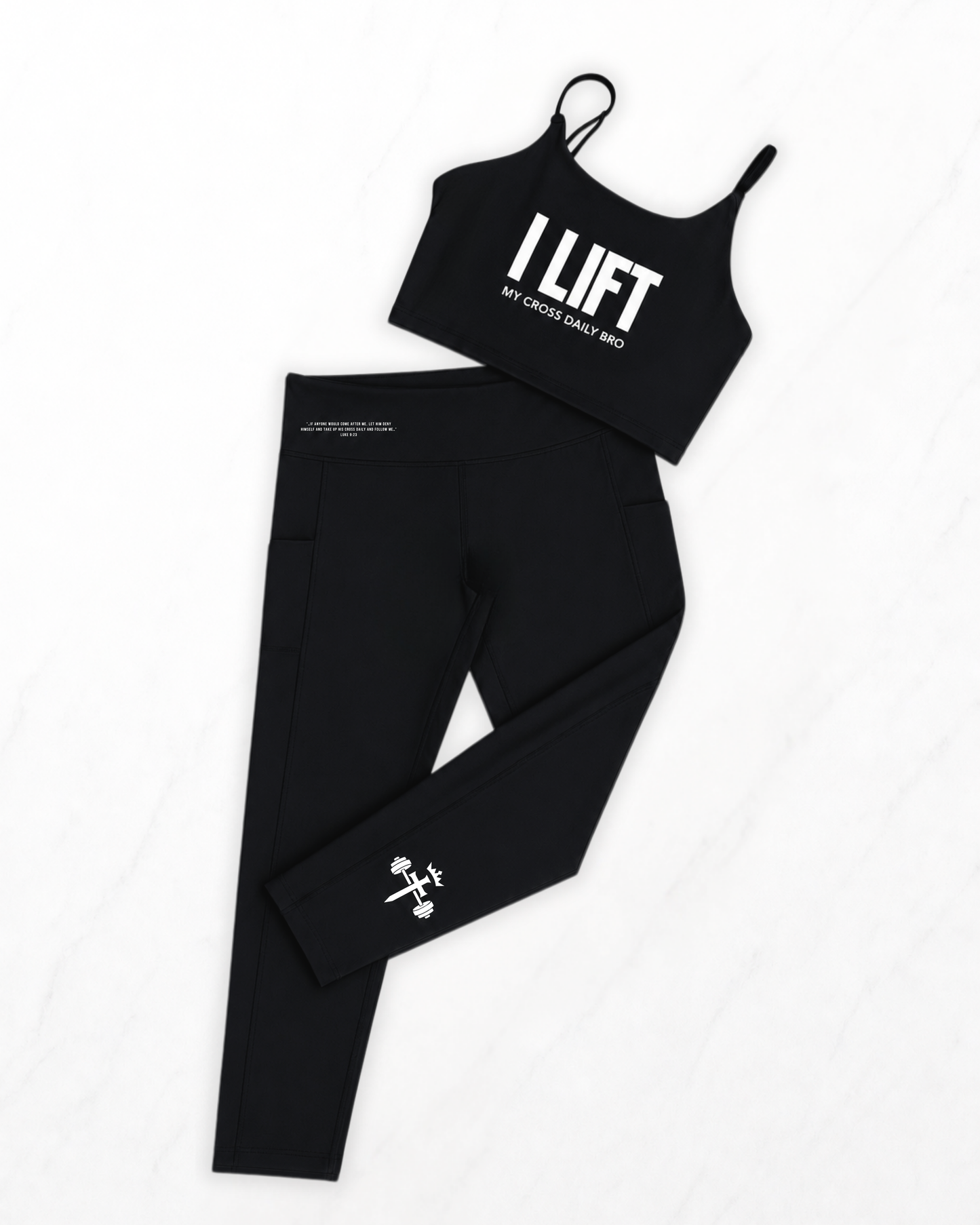 "I Lift My Cross Daily" Sports Bra