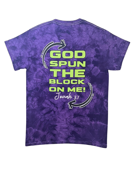 "God Spun The Block" Unisex Tee- Purple|LimeGreen