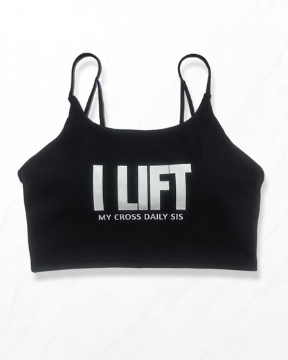"I Lift My Cross Daily" Sports Bra