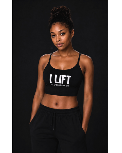 "I Lift My Cross Daily" Sports Bra
